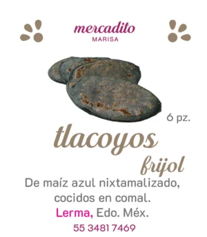 Tlacoyos de maíz azul - 6 piezas